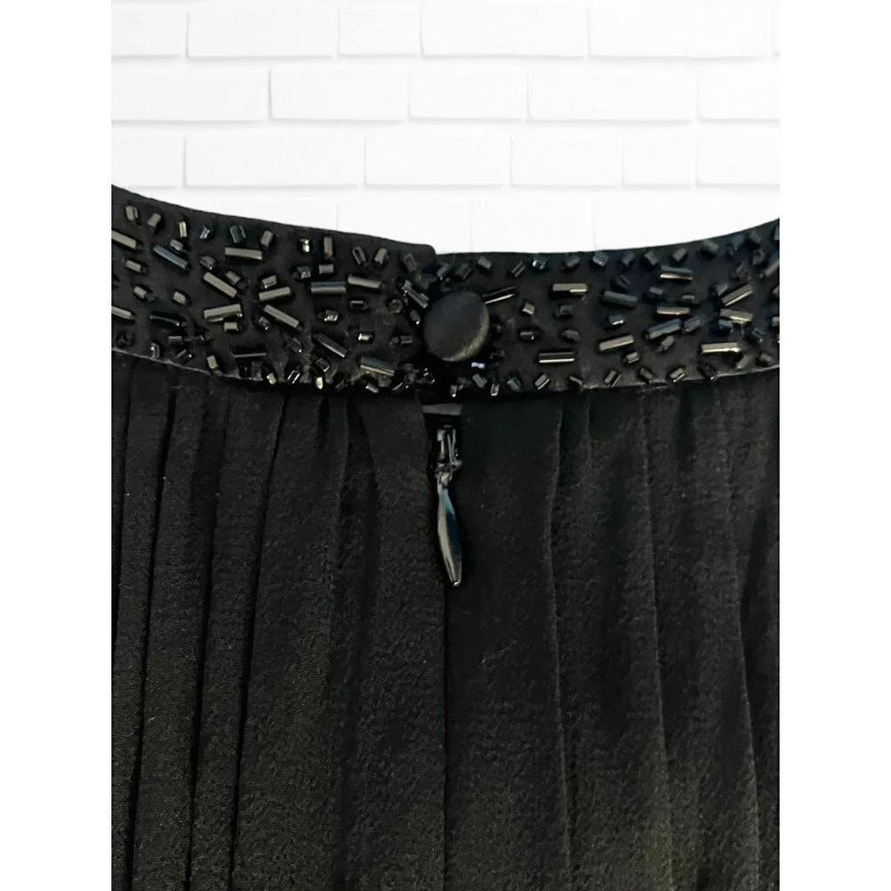 Jones‎ New York Dress Women's Sz 8 Black Formal Midi Beaded 100% Silk Halter